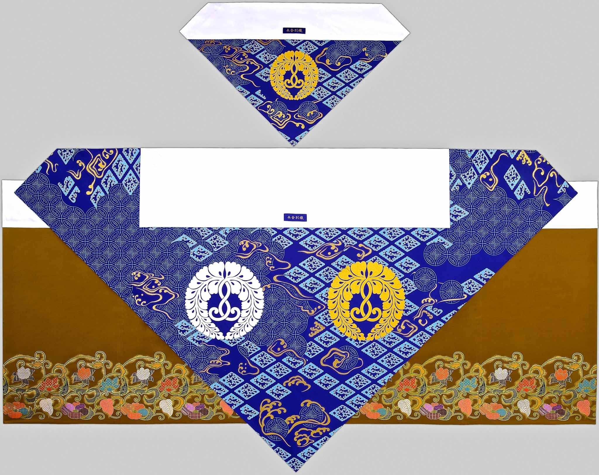 極上 !! 旧家より【 鳳凰 双 龍 本金刺繍 打敷 】共箱 古裂