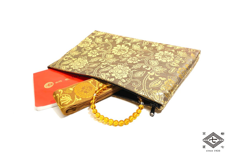 Custodia con perline di preghiera del libro dei sutra |. Varie colonne d'oro (include anche mezza veste/emblema shiki/veste a spalla corta)